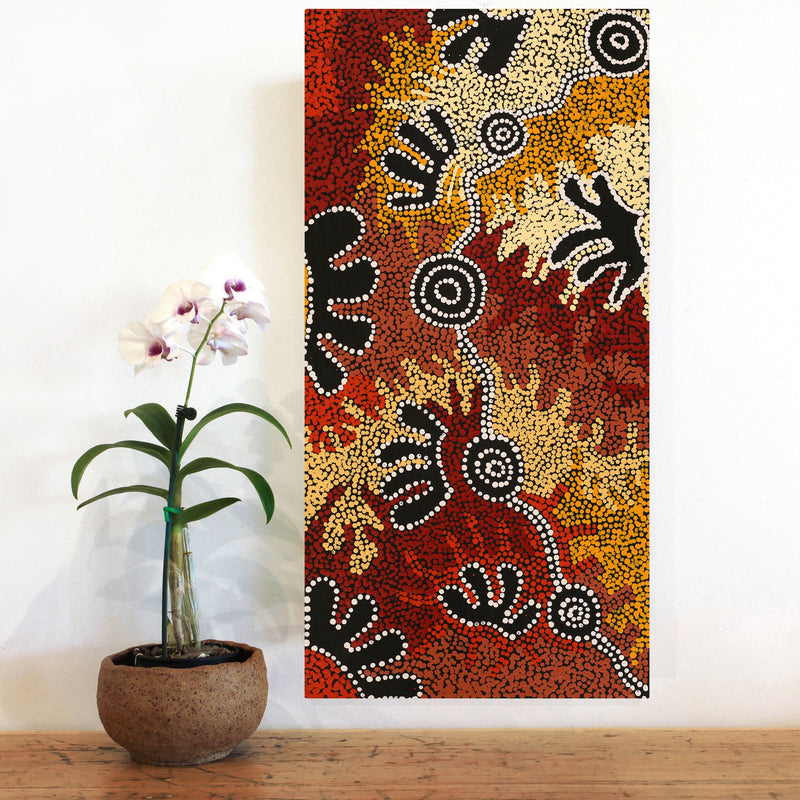 Aboriginal Artwork by Elsie Taylor, Walka, 61x30cm