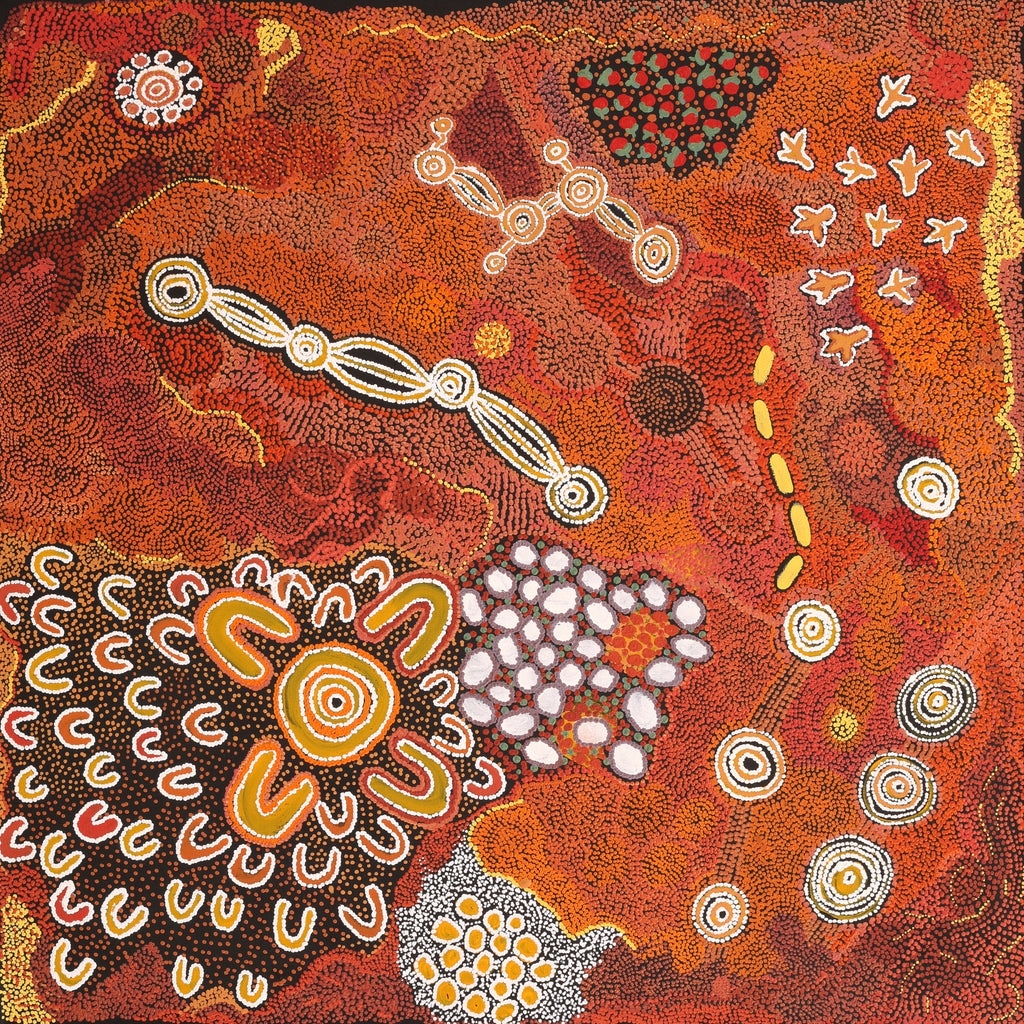Aboriginal Artwork by Emma Nangari Roepke, 91x91cm
