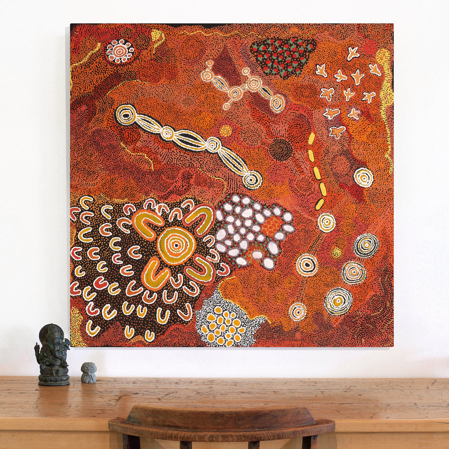 Aboriginal Artwork by Emma Nangari Roepke, 91x91cm