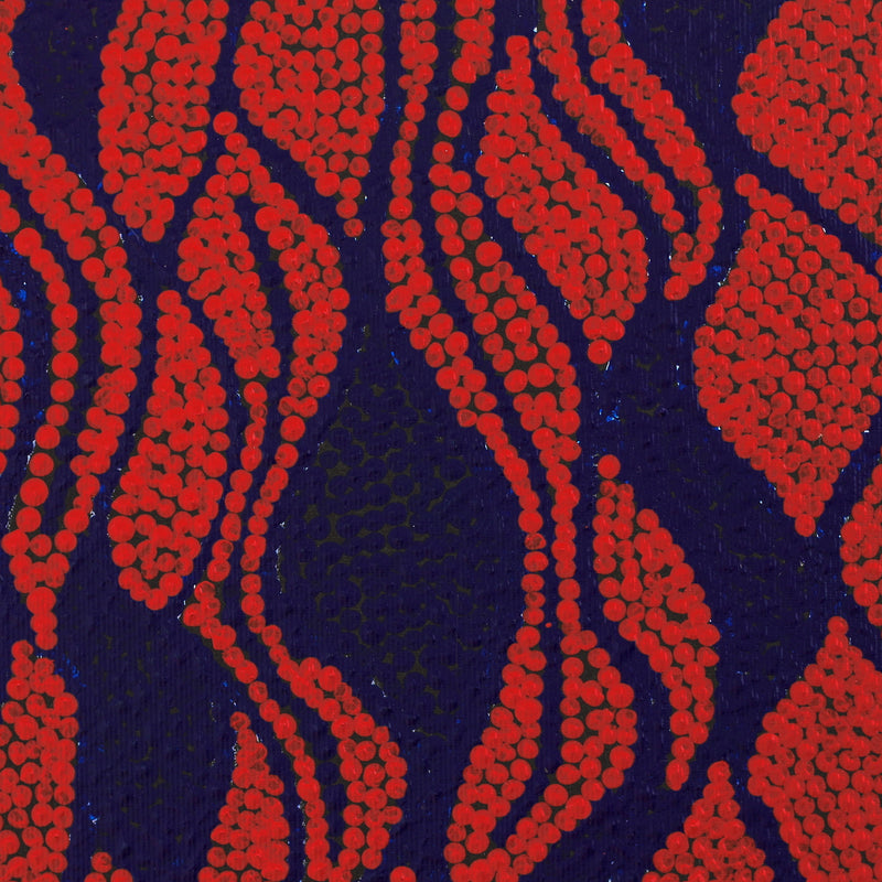 Aboriginal Artwork by Enid Nangala Gallagher, Ngapa Jukurrpa (Water Dreaming) - Mikanji, 30x30cm