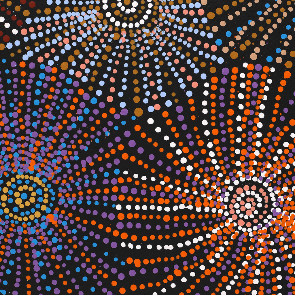 Aboriginal Artwork by Evelyn Nangala Robertson, Ngapa Jukurrpa - Puyurru, 107x76cm