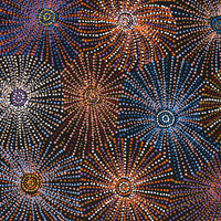 Aboriginal Artwork by Evelyn Nangala Robertson, Ngapa Jukurrpa - Puyurru, 107x76cm