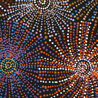 Aboriginal Art by Evelyn Nangala Robertson, Ngapa Jukurrpa - Puyurru, 107x76cm - ART ARK®