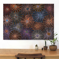 Aboriginal Artwork by Evelyn Nangala Robertson, Ngapa Jukurrpa - Puyurru, 107x76cm
