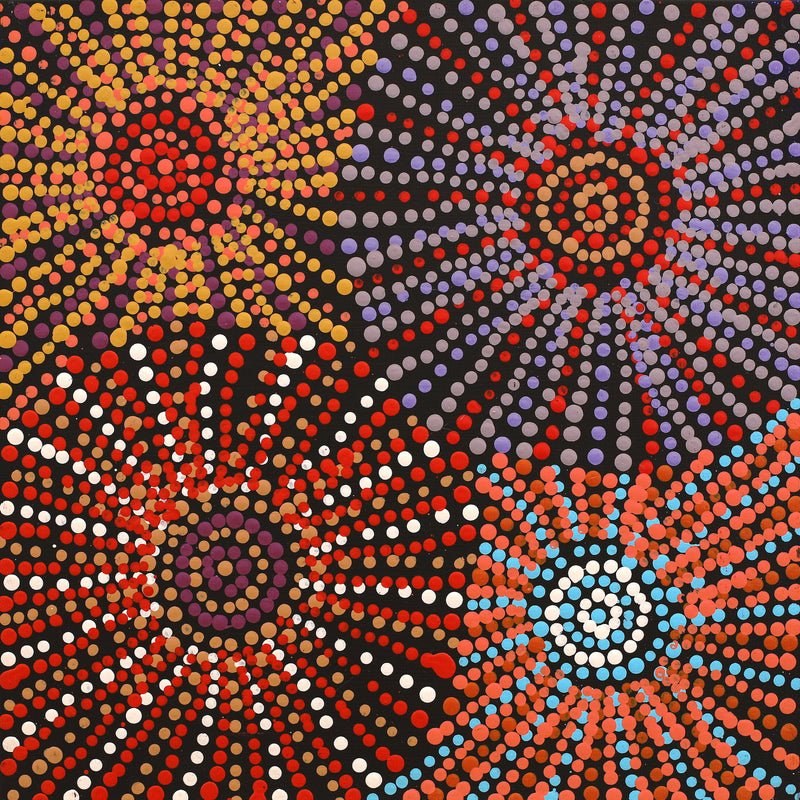 Aboriginal Artwork by Evelyn Nangala Robertson, Ngapa Jukurrpa - Pirlinyarnu, 30x30cm
