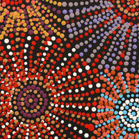 Aboriginal Artwork by Evelyn Nangala Robertson, Ngapa Jukurrpa - Pirlinyarnu, 30x30cm