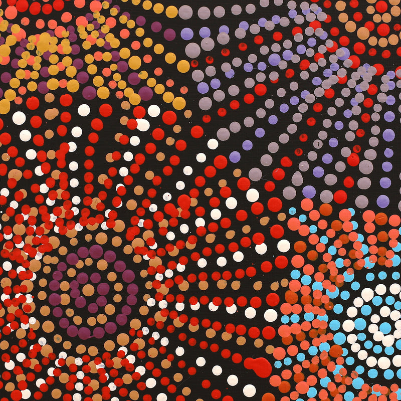 Aboriginal Artwork by Evelyn Nangala Robertson, Ngapa Jukurrpa - Pirlinyarnu, 30x30cm