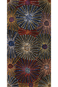 Aboriginal Artwork by Evelyn Nangala Robertson, Ngapa Jukurrpa - Puyurru, 91x46cm