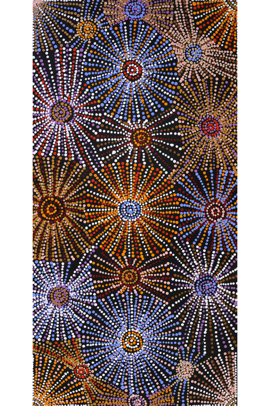 Aboriginal Artwork by Evelyn Nangala Robertson, Ngapa Jukurrpa - Puyurru, 91x46cm