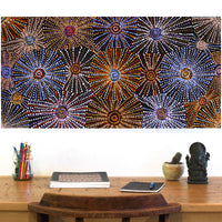 Aboriginal Artwork by Evelyn Nangala Robertson, Ngapa Jukurrpa - Puyurru, 91x46cm