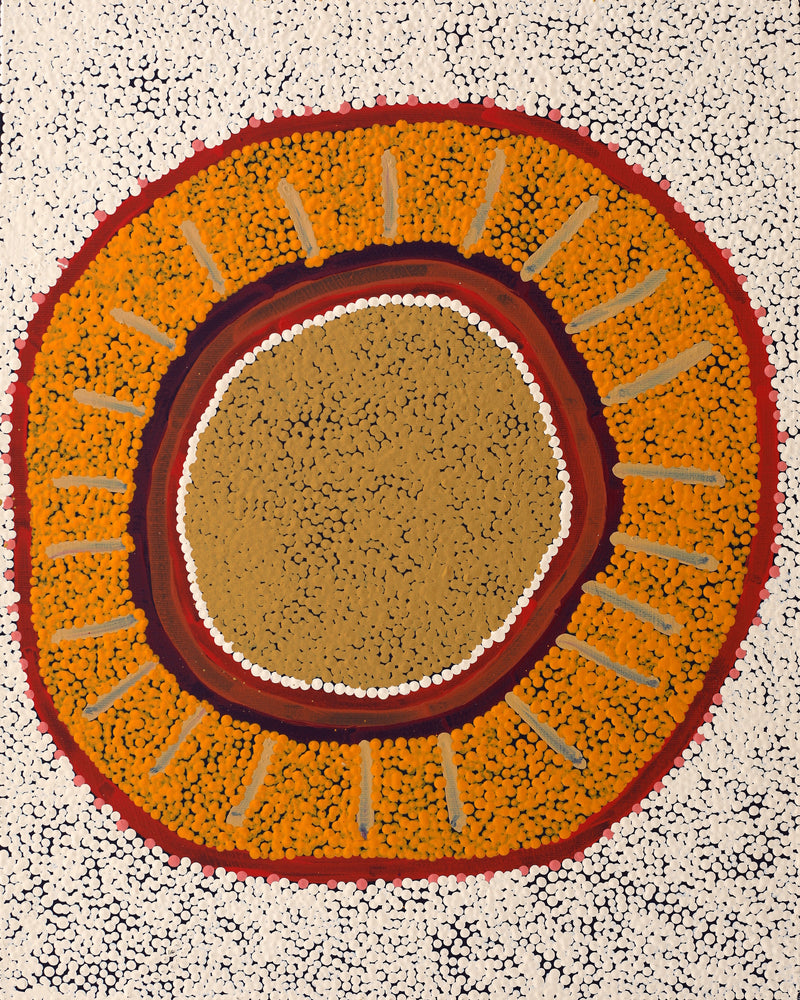 Aboriginal Artwork by Felicity Nampijinpa Robertson, Ngapa Jukurrpa (Water Dreaming) - Puyurru, 50x40cm