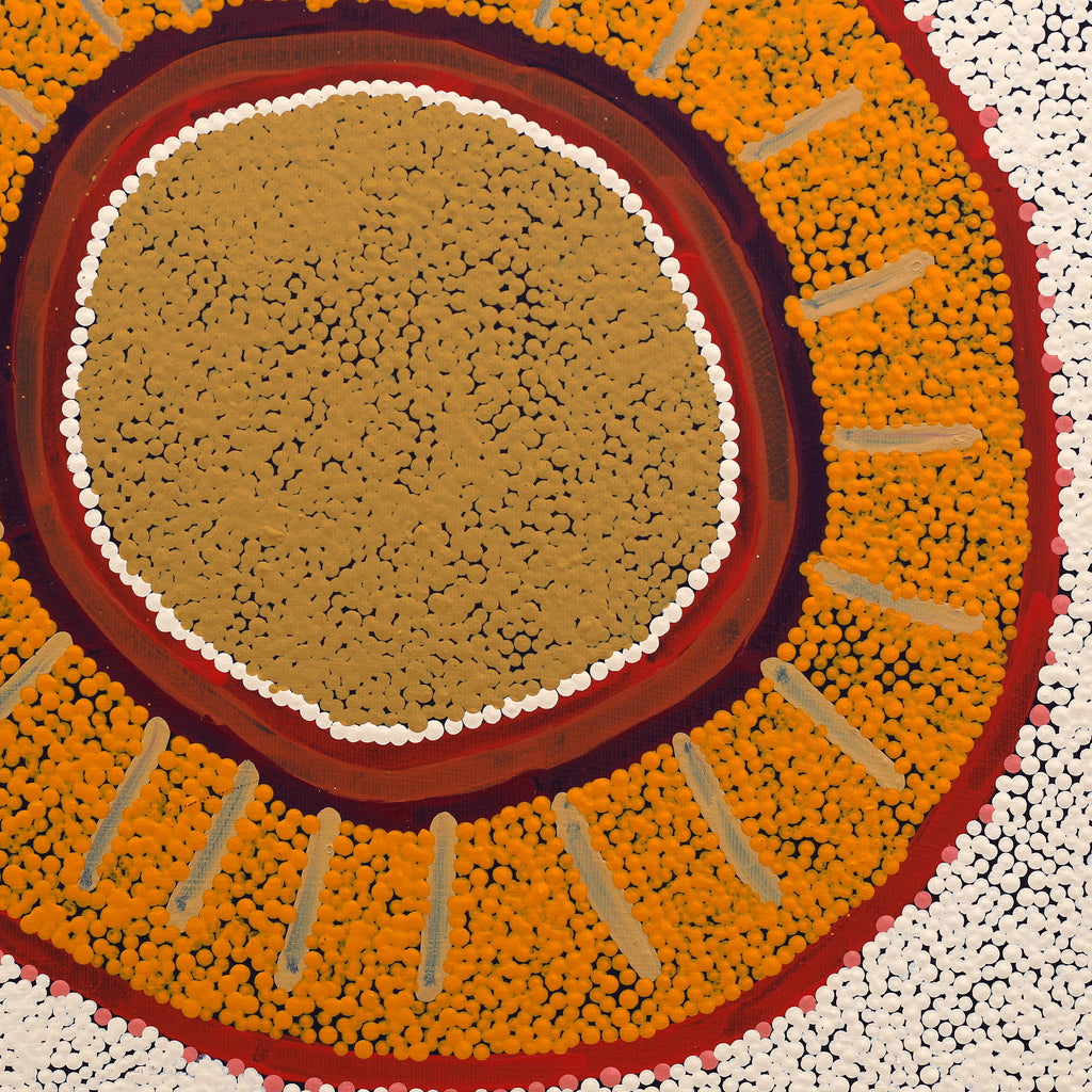 Aboriginal Artwork by Felicity Nampijinpa Robertson, Ngapa Jukurrpa (Water Dreaming) - Puyurru, 50x40cm