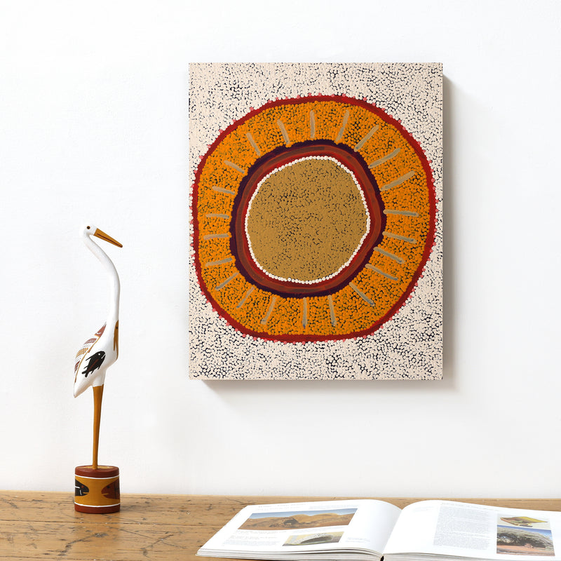 Aboriginal Artwork by Felicity Nampijinpa Robertson, Ngapa Jukurrpa (Water Dreaming) - Puyurru, 50x40cm