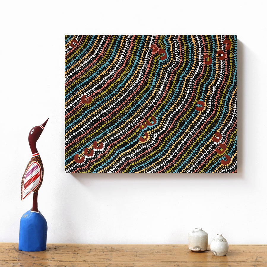 Aboriginal Artwork by Florence Nungarrayi Tex, Lappi Lappi Jukurrpa, 50x40cm
