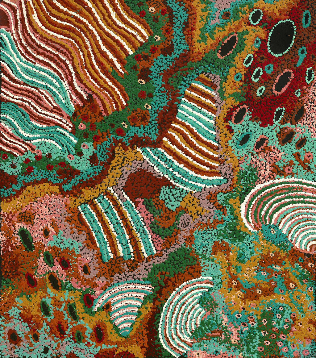 Aboriginal Artwork by Francie Ingkatji, Tjukula(Waterholes), 85x75cm