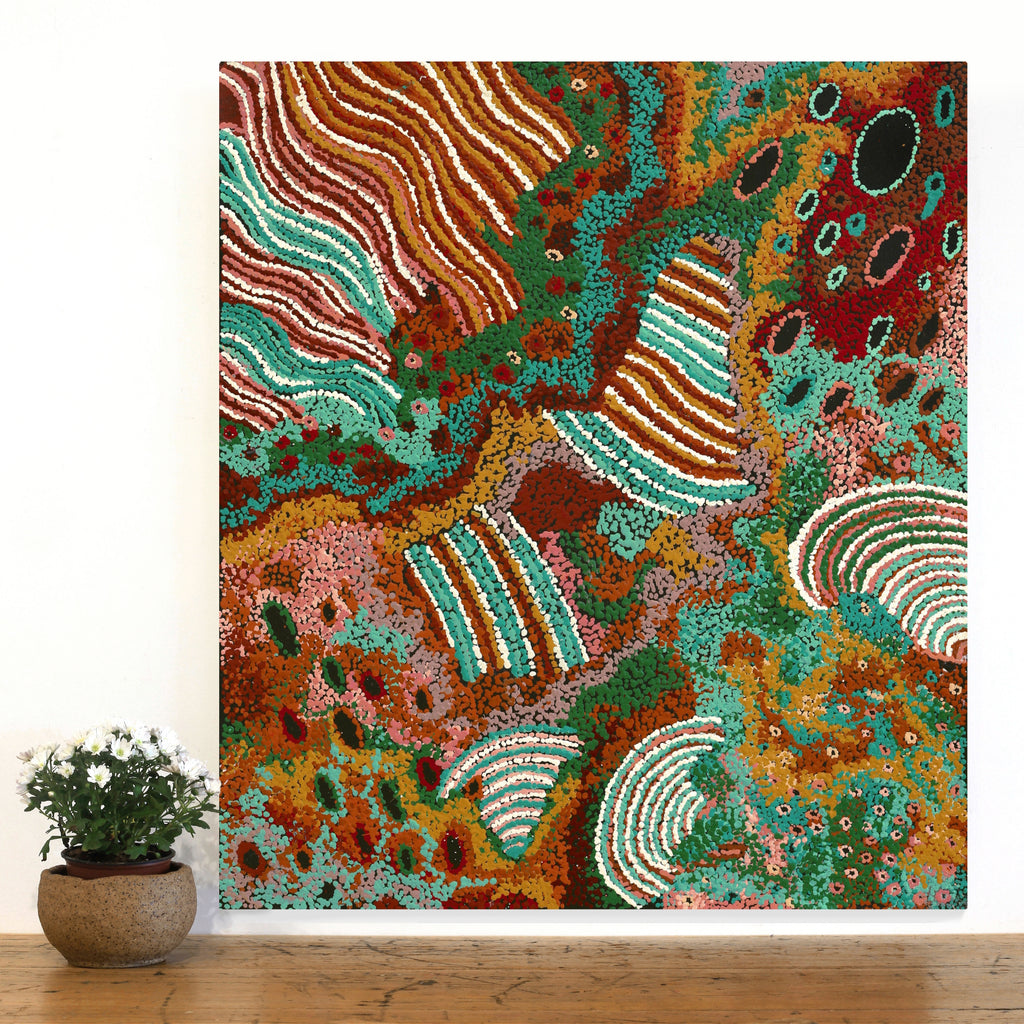 Aboriginal Artwork by Francie Ingkatji, Tjukula(Waterholes), 85x75cm