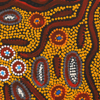 Aboriginal Artwork by Freda Napaljarri Jurrah, Witi Jukurrpa (Ceremonial Pole Dreaming) - Yanjirlpiri, 40x40cm