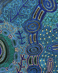 Aboriginal Artwork by Faye Nangala Hudson, Warlukurlangu Jukurrpa (Fire country Dreaming), 122x107cm