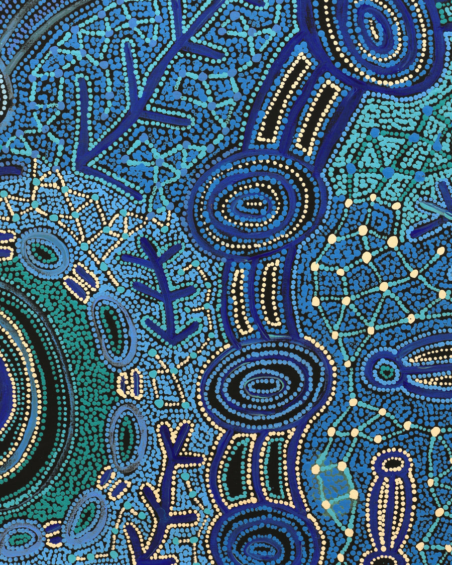 Aboriginal Artwork by Faye Nangala Hudson, Warlukurlangu Jukurrpa (Fire country Dreaming), 122x107cm