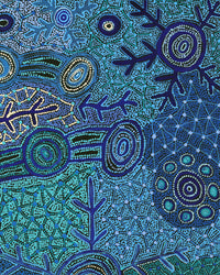 Aboriginal Artwork by Faye Nangala Hudson, Warlukurlangu Jukurrpa (Fire country Dreaming), 122x107cm