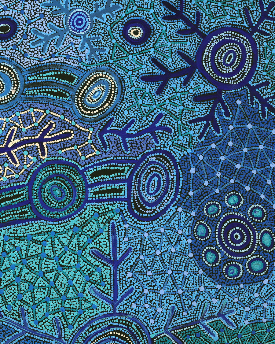 Aboriginal Artwork by Faye Nangala Hudson, Warlukurlangu Jukurrpa (Fire country Dreaming), 122x107cm
