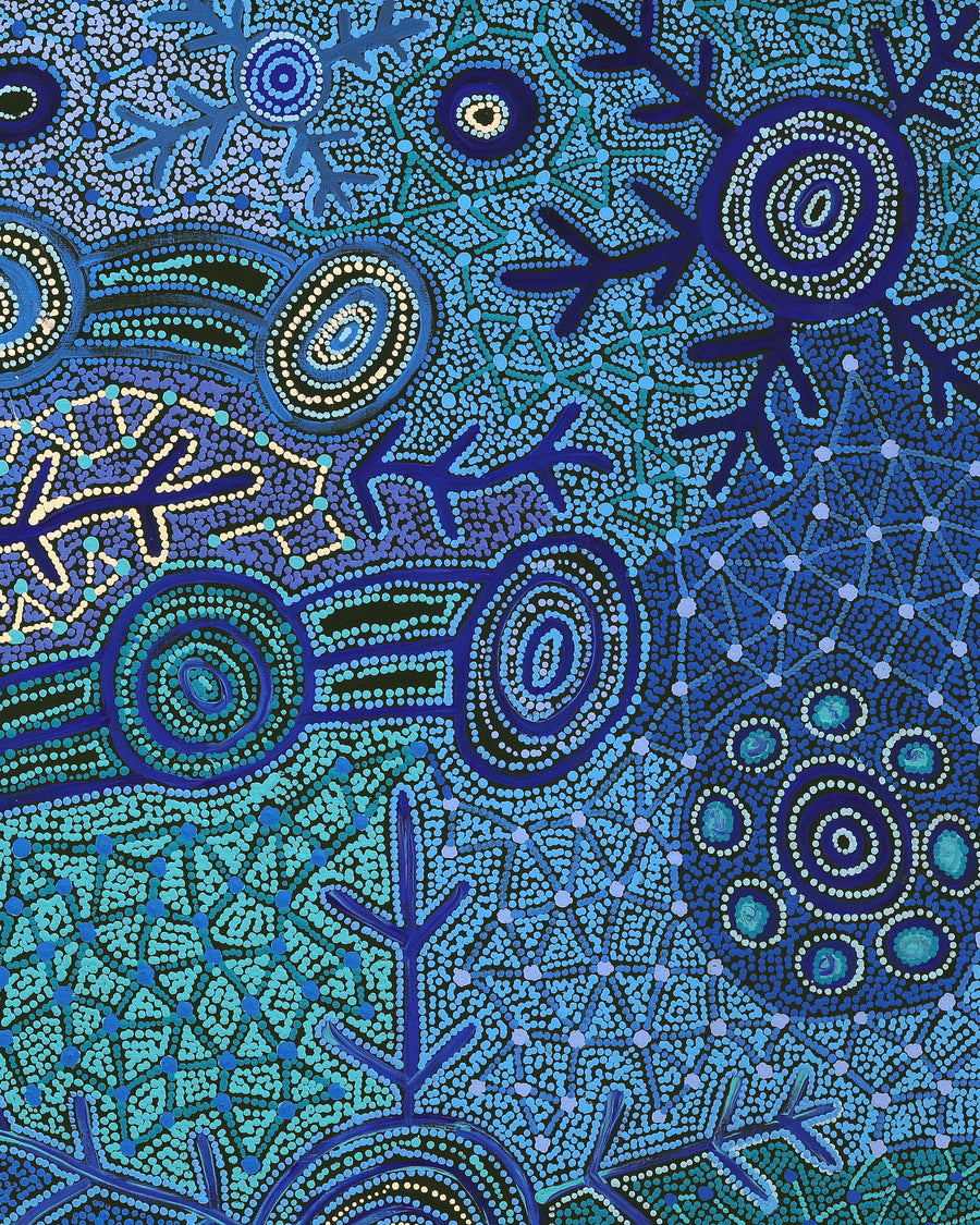 Aboriginal Artwork by Faye Nangala Hudson, Warlukurlangu Jukurrpa (Fire country Dreaming), 122x107cm