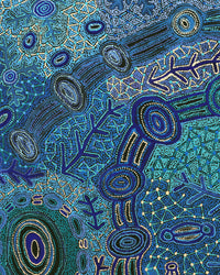 Aboriginal Artwork by Faye Nangala Hudson, Warlukurlangu Jukurrpa (Fire country Dreaming), 122x107cm