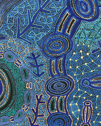 Aboriginal Artwork by Faye Nangala Hudson, Warlukurlangu Jukurrpa (Fire country Dreaming), 122x107cm