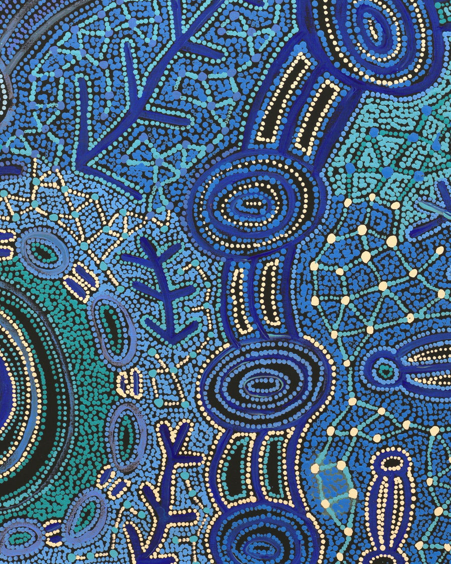 Aboriginal Artwork by Faye Nangala Hudson, Warlukurlangu Jukurrpa (Fire country Dreaming), 122x107cm