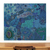 Aboriginal Artwork by Faye Nangala Hudson, Warlukurlangu Jukurrpa (Fire country Dreaming), 122x107cm