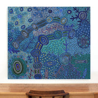 Aboriginal Artwork by Faye Nangala Hudson, Warlukurlangu Jukurrpa (Fire country Dreaming), 122x107cm