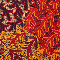 Aboriginal Artwork by Faye Nangala Hudson, Warlukurlangu Jukurrpa (Fire country Dreaming), 122x61cm