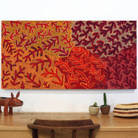 Aboriginal Artwork by Faye Nangala Hudson, Warlukurlangu Jukurrpa (Fire country Dreaming), 122x61cm