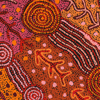 Aboriginal Artwork by Faye Nangala Hudson, Warlukurlangu Jukurrpa (Fire country Dreaming), 46x46cm