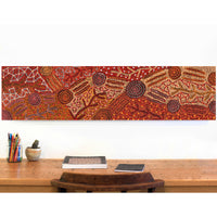 Aboriginal Artwork by Faye Nangala Hudson, Warlukurlangu Jukurrpa (Fire country Dreaming), 122x30cm