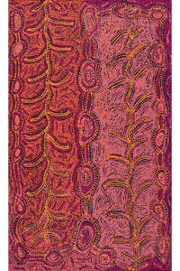 Aboriginal Artwork by Faye Nangala Hudson, Warlukurlangu Jukurrpa (Fire country Dreaming), 76x46cm