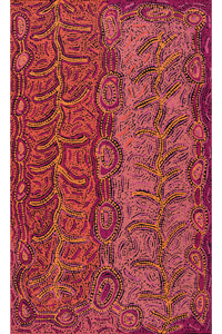 Aboriginal Art by Faye Nangala Hudson, Warlukurlangu Jukurrpa (Fire country Dreaming), 76x46cm - ART ARK®