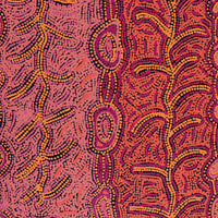 Aboriginal Artwork by Faye Nangala Hudson, Warlukurlangu Jukurrpa (Fire country Dreaming), 76x46cm