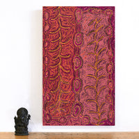 Aboriginal Artwork by Faye Nangala Hudson, Warlukurlangu Jukurrpa (Fire country Dreaming), 76x46cm
