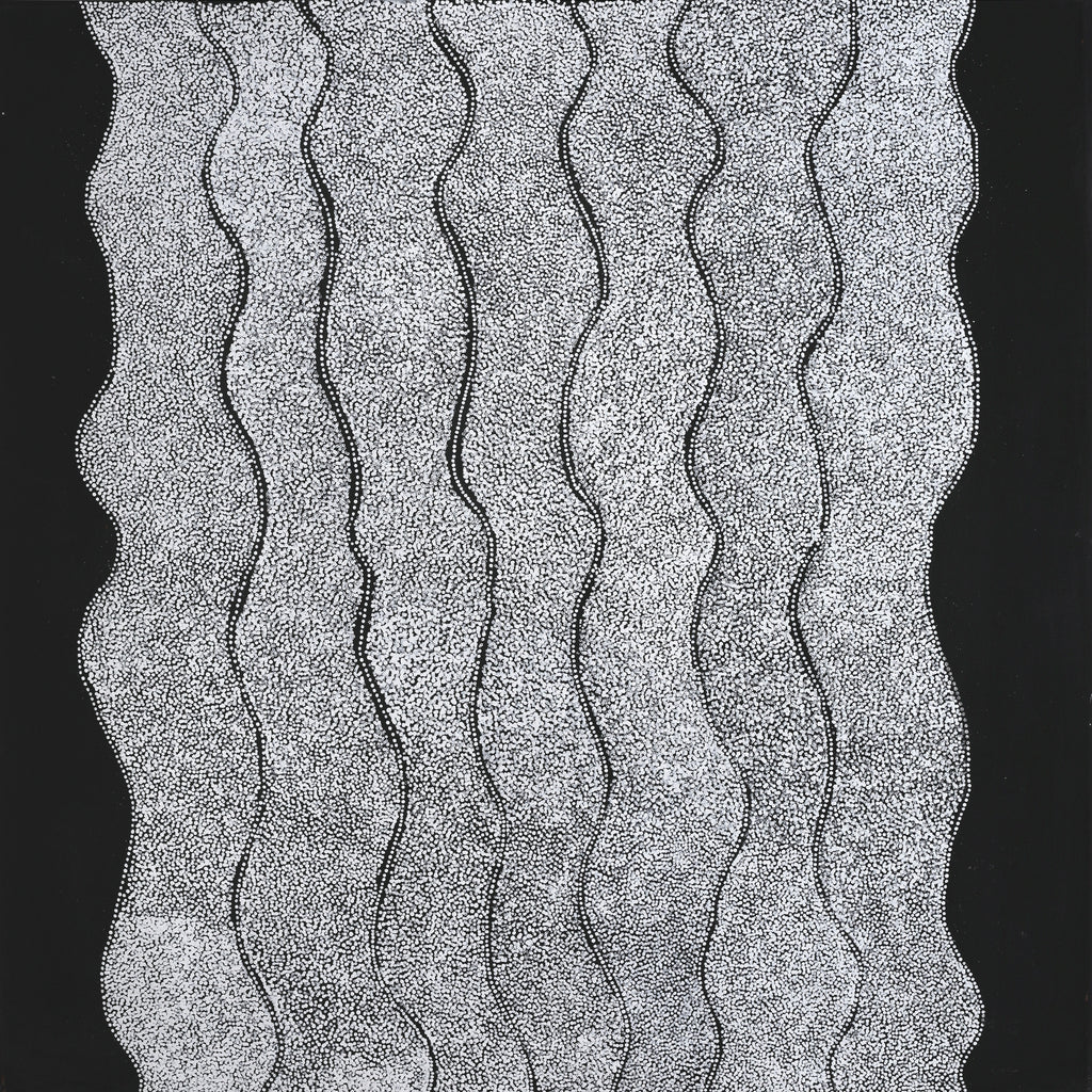 Aboriginal Artwork by Flora Nakamarra Brown, Mina Mina Jukurrpa, 122x122cm