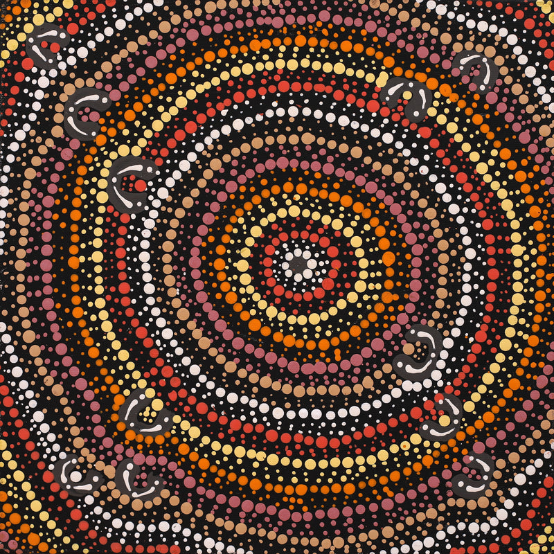 Aboriginal Artwork by Florence Nungarrayi Tex, Lappi Lappi Jukurrpa, 30x30cm