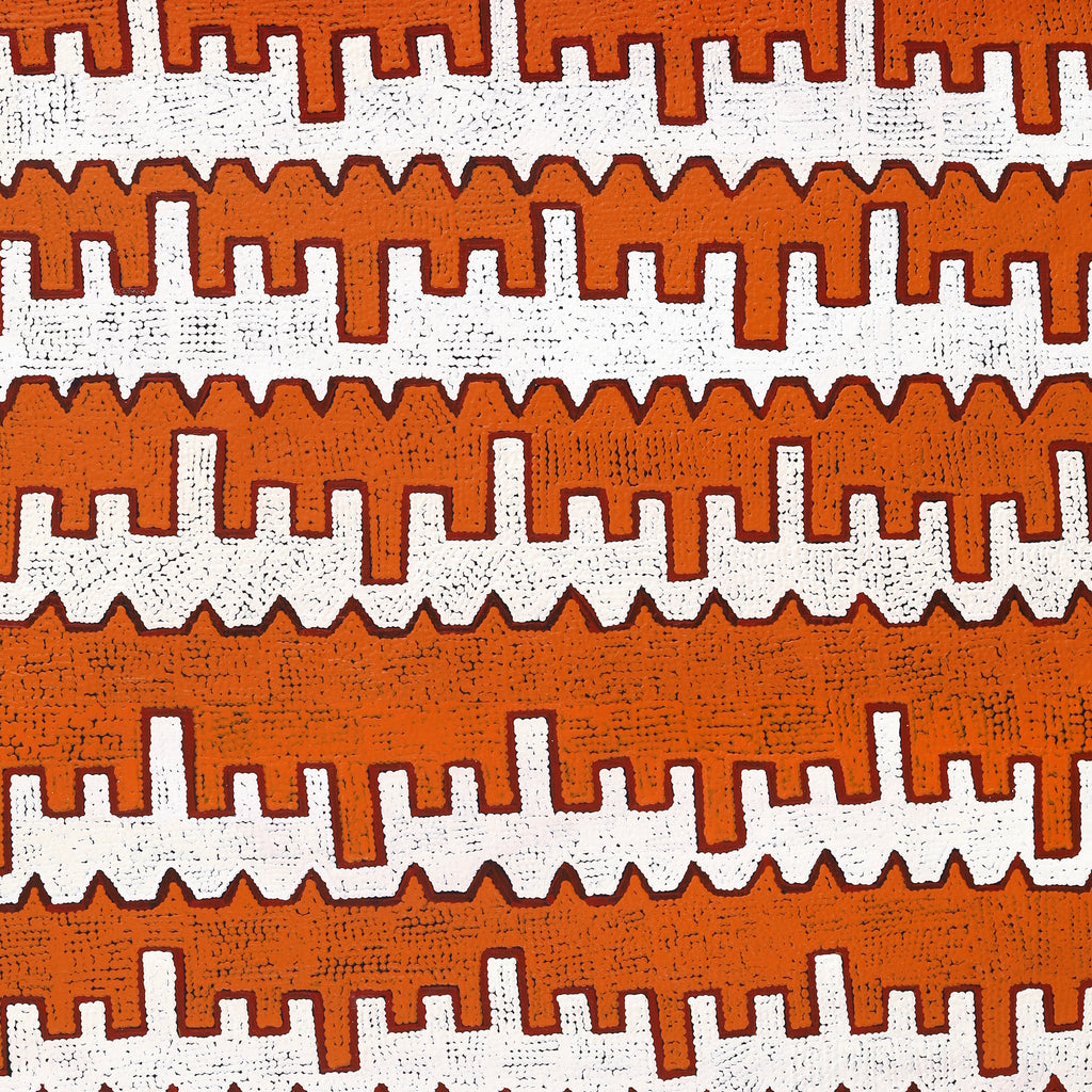 Aboriginal Artwork by Gloria Napangardi Gill, Lukarrara Jukurrpa (Desert Fringe-rush Seed Dreaming), 152x122cm