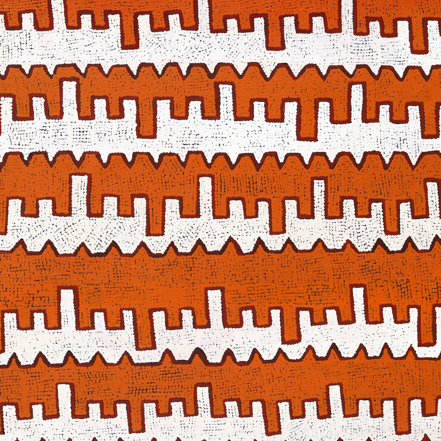 Aboriginal Artwork by Gloria Napangardi Gill, Lukarrara Jukurrpa (Desert Fringe-rush Seed Dreaming), 152x122cm