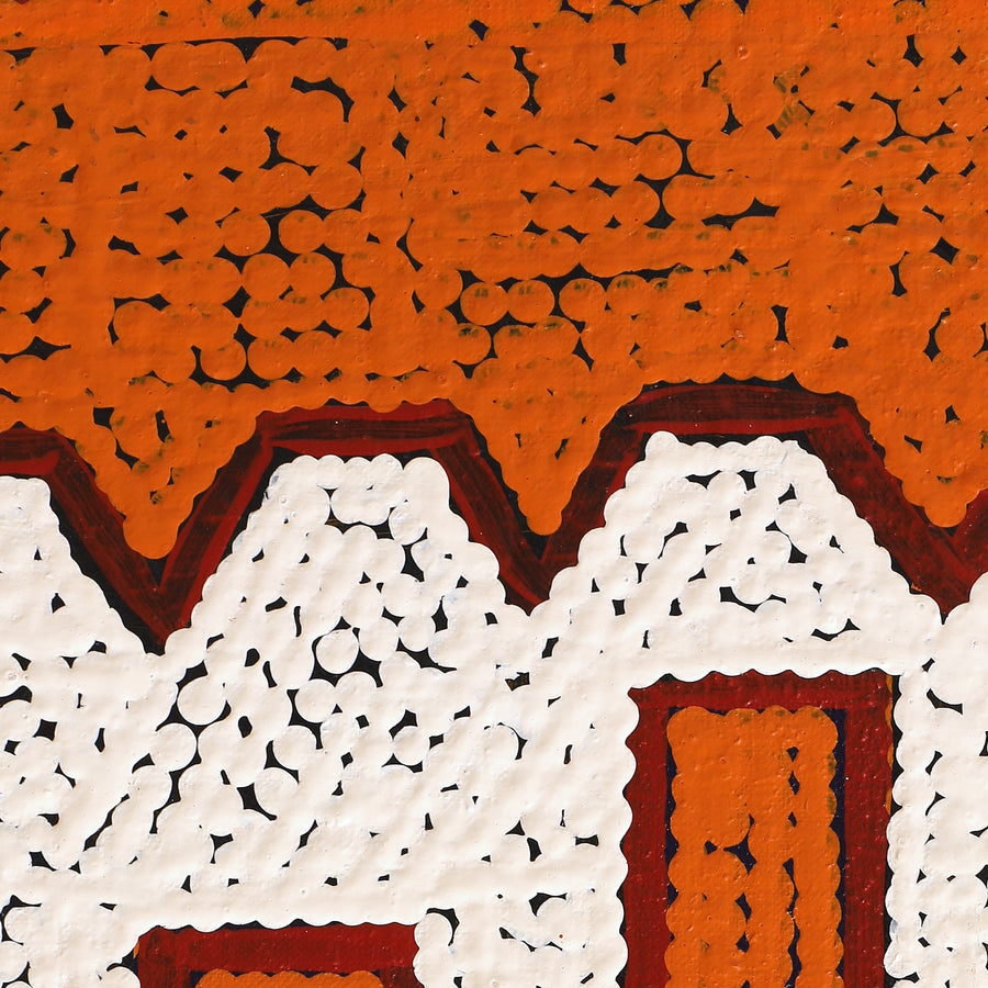 Aboriginal Artwork by Gloria Napangardi Gill, Lukarrara Jukurrpa (Desert Fringe-rush Seed Dreaming), 152x122cm