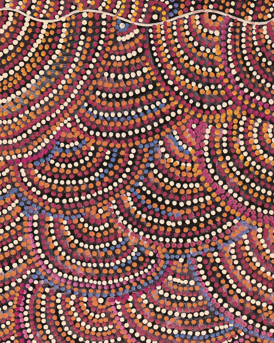 Aboriginal Art by Grace Napangardi Butcher, Pikilyi Jukurrpa (Vaughan Springs Dreaming), 76x30cm - ART ARK®