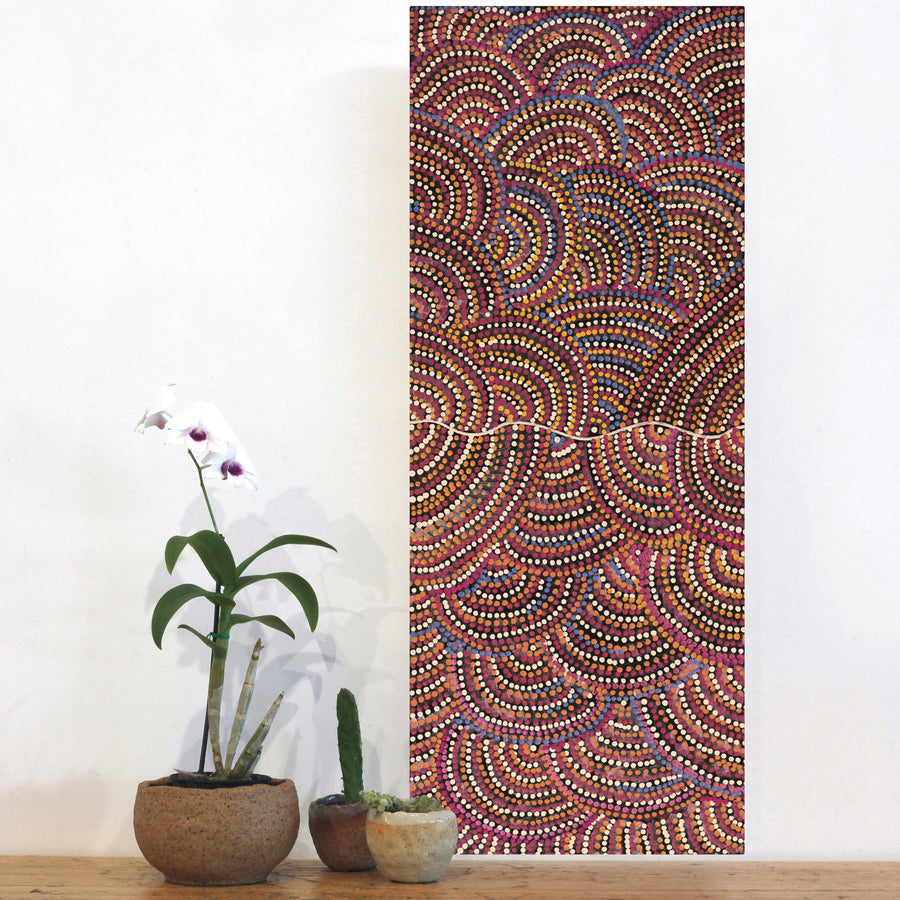 Aboriginal Artwork by Grace Napangardi Butcher, Pikilyi Jukurrpa (Vaughan Springs Dreaming), 76x30cm