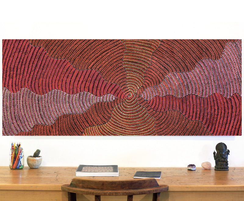 Aboriginal Artwork by Grace Napangardi Butcher, Pikilyi Jukurrpa (Vaughan Springs Dreaming), 152x61cm