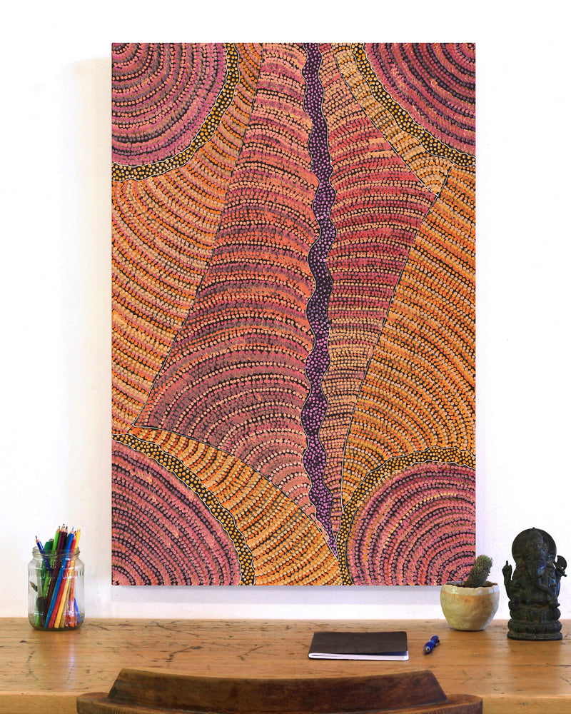 Aboriginal Artwork by Grace Napangardi Butcher, Pikilyi Jukurrpa (Vaughan Springs Dreaming), 91x61cm