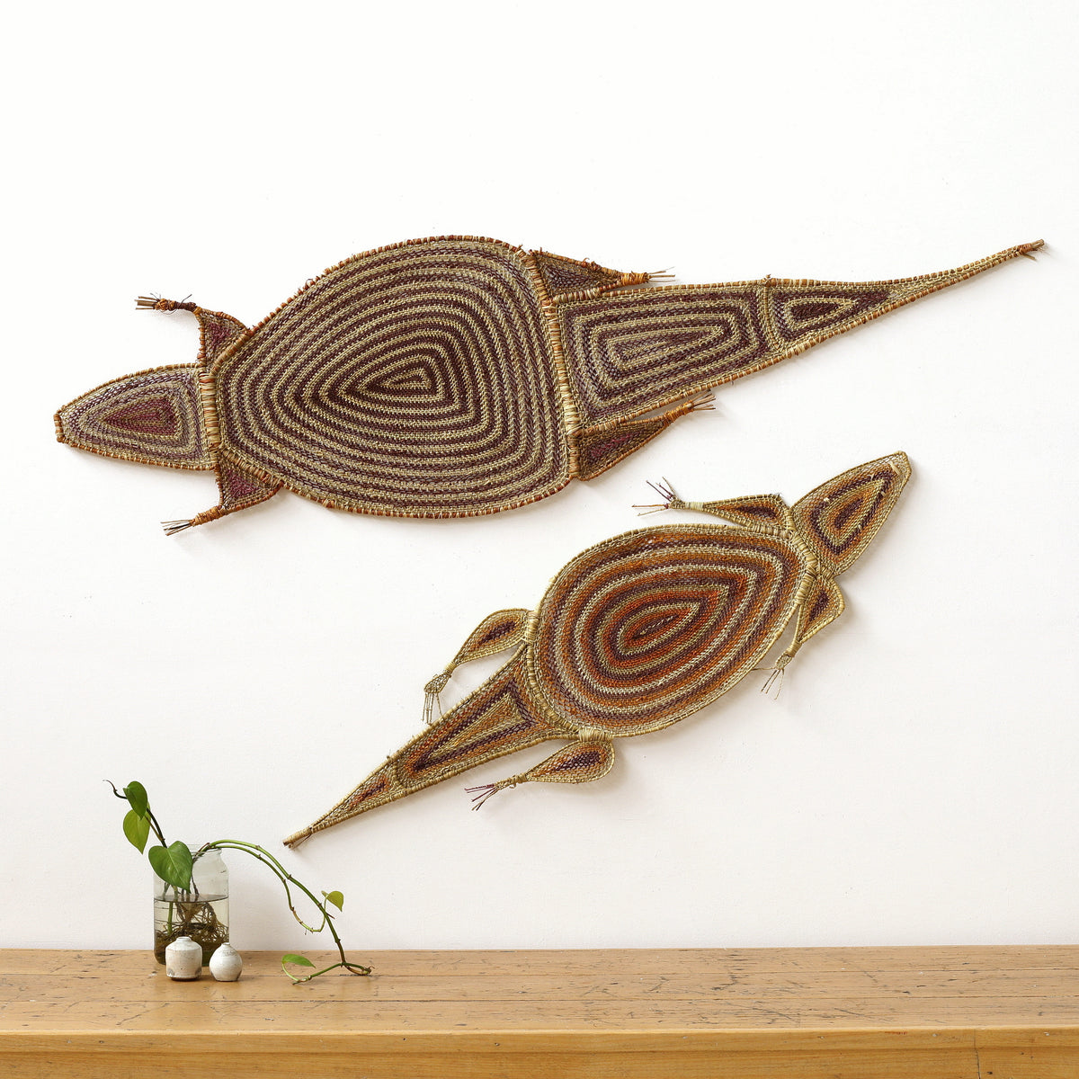 Aboriginal Artwork by Grace Laradjbi, Two Kingas (Crocodiles), 164cm
