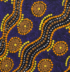 Aboriginal Art by Grace Napangardi Woods, Ngalyipi Jukurrpa (Snakevine Dreaming) - Mina Mina, 30x30cm - ART ARK®